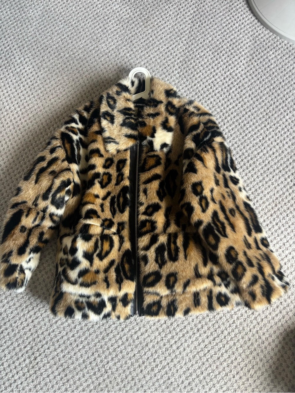 Leopard Faux Fur Coat - Tan/Black